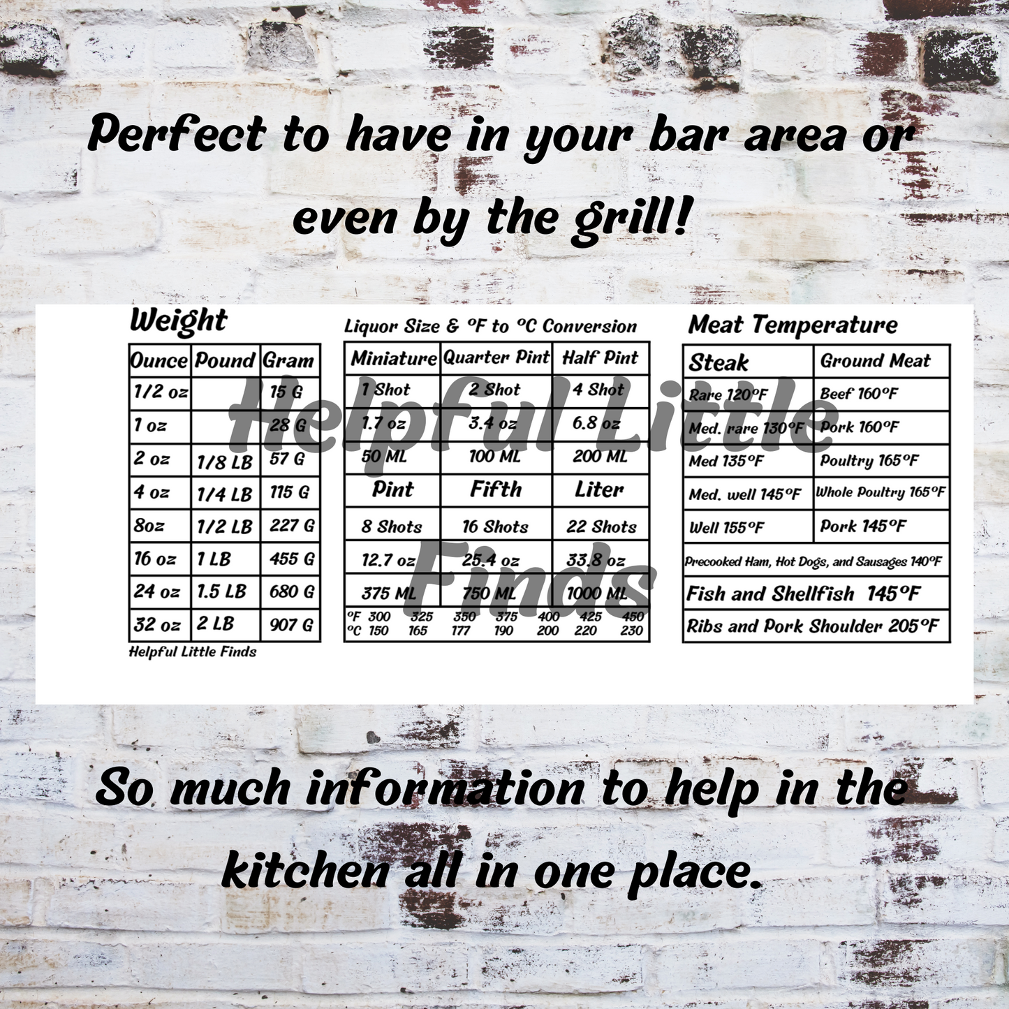 Printable 8.5x11" Kitchen Conversion Chart PDF