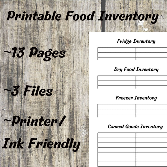 Printable Food Inventory PDF PNG and JPG