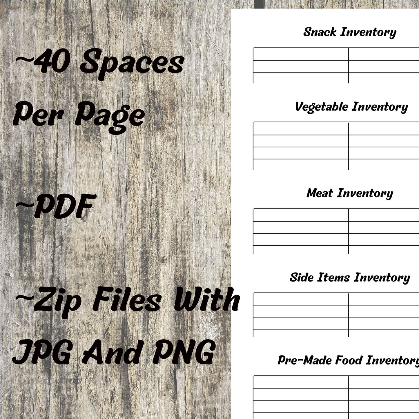 Printable Food Inventory PDF PNG and JPG